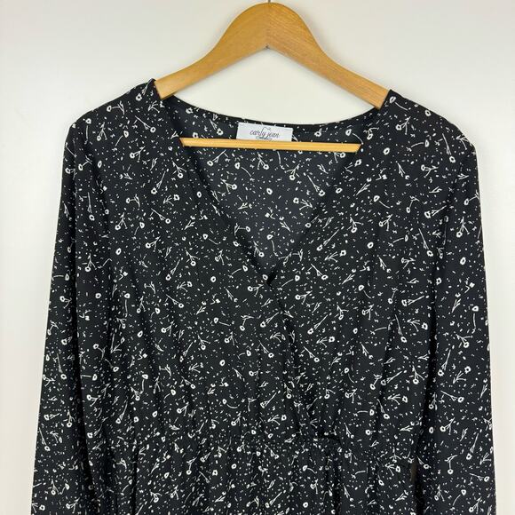 Carly Jean Womens Ditsy Floral Print Midi Asymmetrical Dress‎ Sz L Boho Festival - Picture 4 of 14